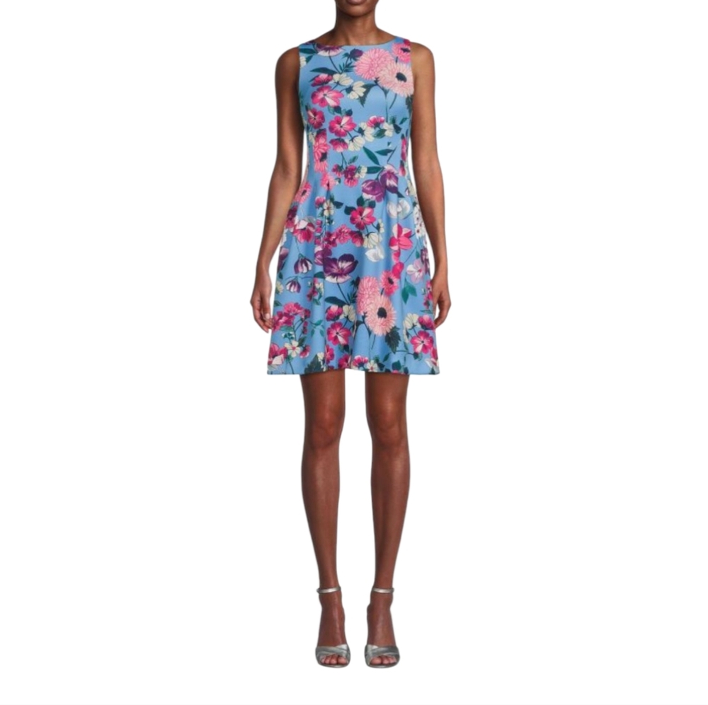 Vince Camuto Floral Print Fit & Flare Scuba Dress